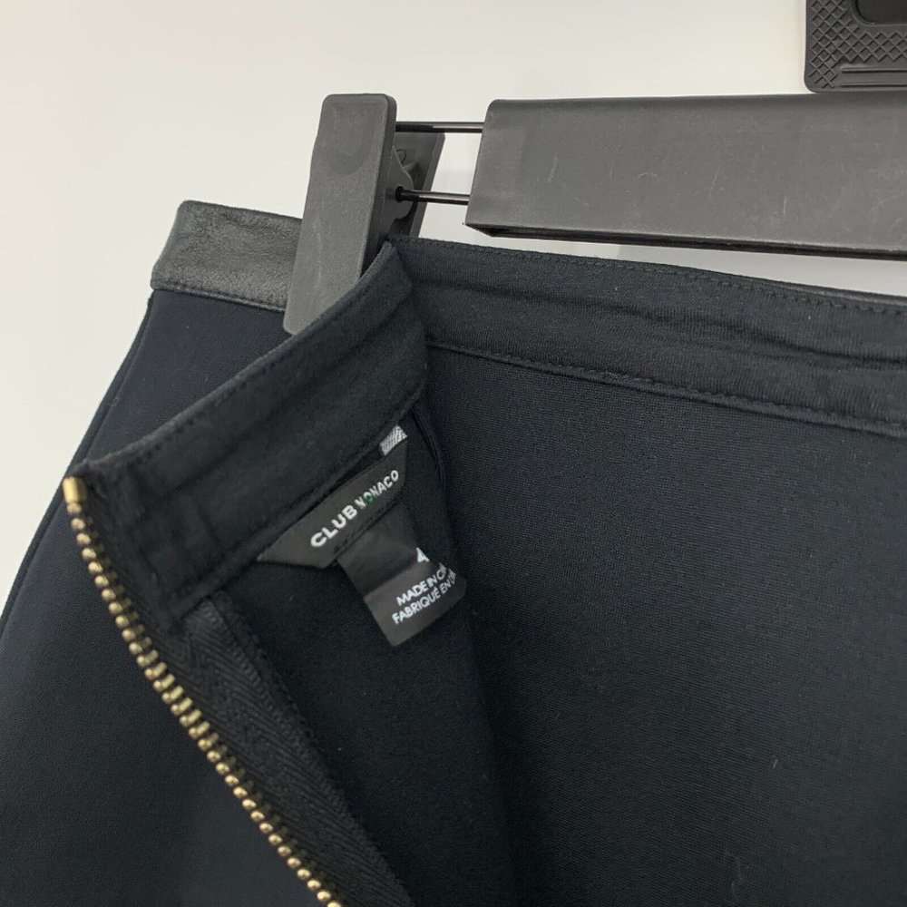 Club Monaco Skirt Christine Black 100% Leather Trim Ruffle Mini Flare - Picture 10 of 10